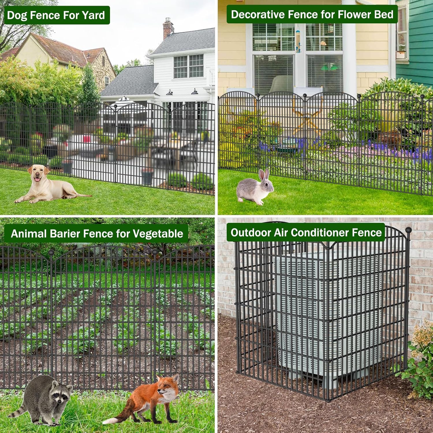 10 Panels No Dig Decorative Garden Fence - 40 in (H) x 23.6 ft (L), Dog Fence Outdoor for