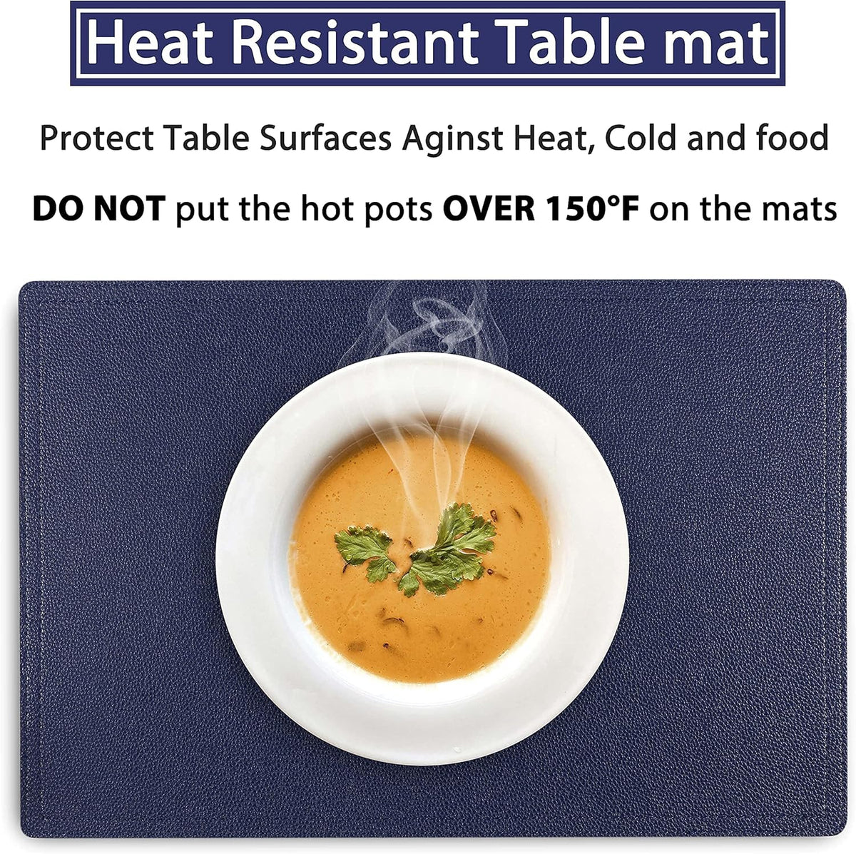 Set of 6 Faux Leather Placemats, PU Table Mats, Waterproof, Stain Resistant, Heat Resistant