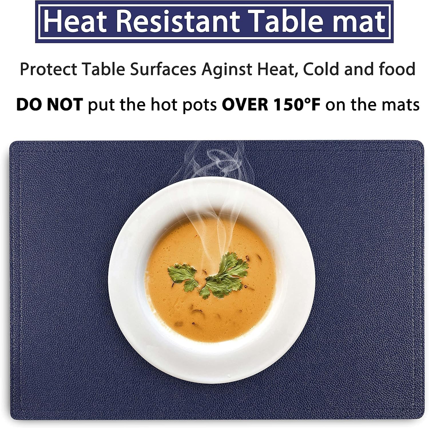 Set of 6 Faux Leather Placemats, PU Table Mats, Waterproof, Stain Resistant, Heat Resistant