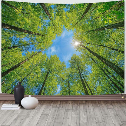AMM Nature Forest Tree Celling Tapestry Lush Green Treetops Sunlit Tapestry for Bedroom Aesthetic