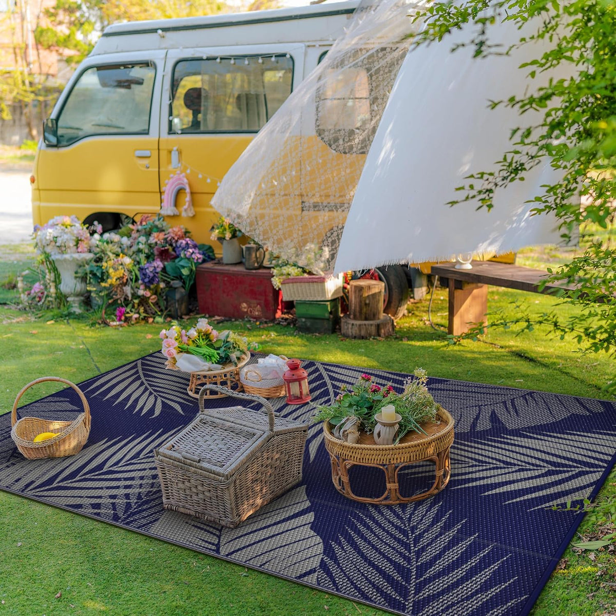 GENIMO Outdoor Rug 3' x 5' Waterproof for Patios Clearance, Reversible Outdoor Plastic Straw