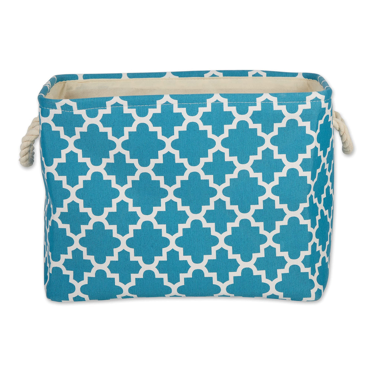 DII Polyester Container with Handles, Lattice Storage Bin, Medium, Storm Blue