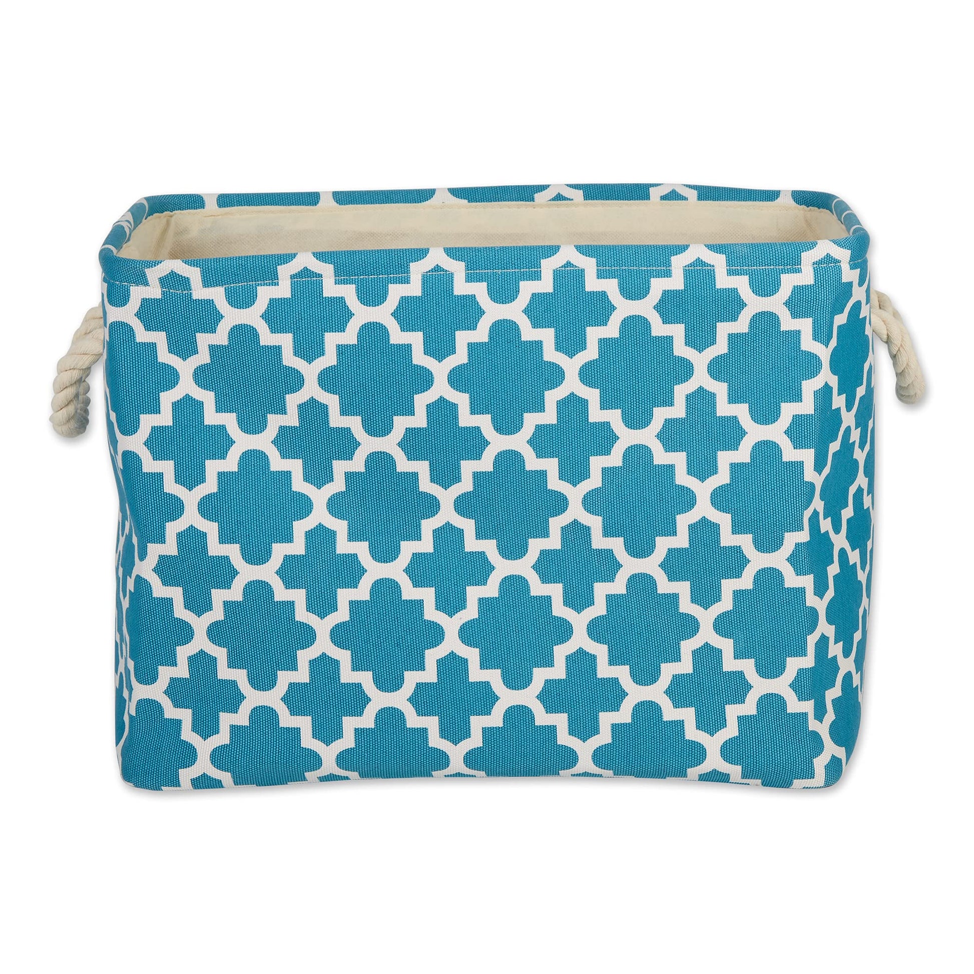 DII Polyester Container with Handles, Lattice Storage Bin, Medium, Storm Blue