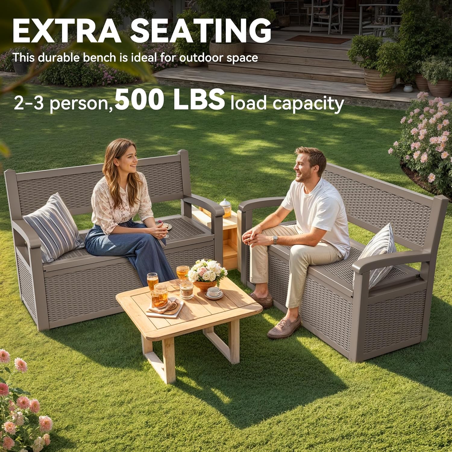 YITAHOME 70 Gallon Deck Bench with Storage, Outdoor Storage Box Bench with Armrests for Patio