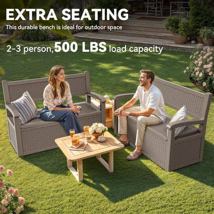 YITAHOME 70 Gallon Deck Bench with Storage, Outdoor Storage Box Bench with Armrests for Patio