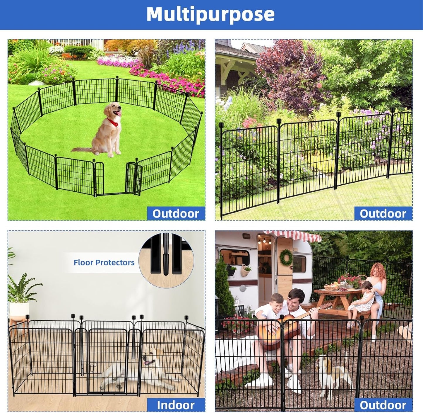 ADAVIN Metal Garden Fence with Gate, 36 in(H) 10 Panels Heavy Duty Iron Animal Barrier Fence