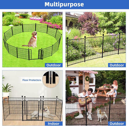 ADAVIN 32 in(H) Garden Fences and Borders,1 Gate+11 Panels Dog Fence Outdoor for Yard, Temporary