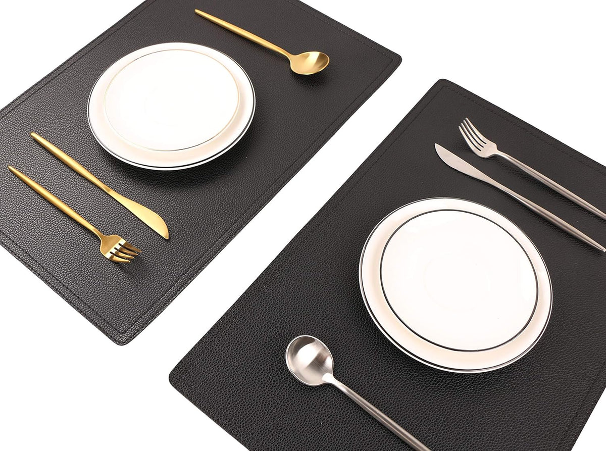 Set of 8 Faux Leather Placemats, PU Table Mats, Waterproof, Stain Resistant, Heat Resistant, Easy