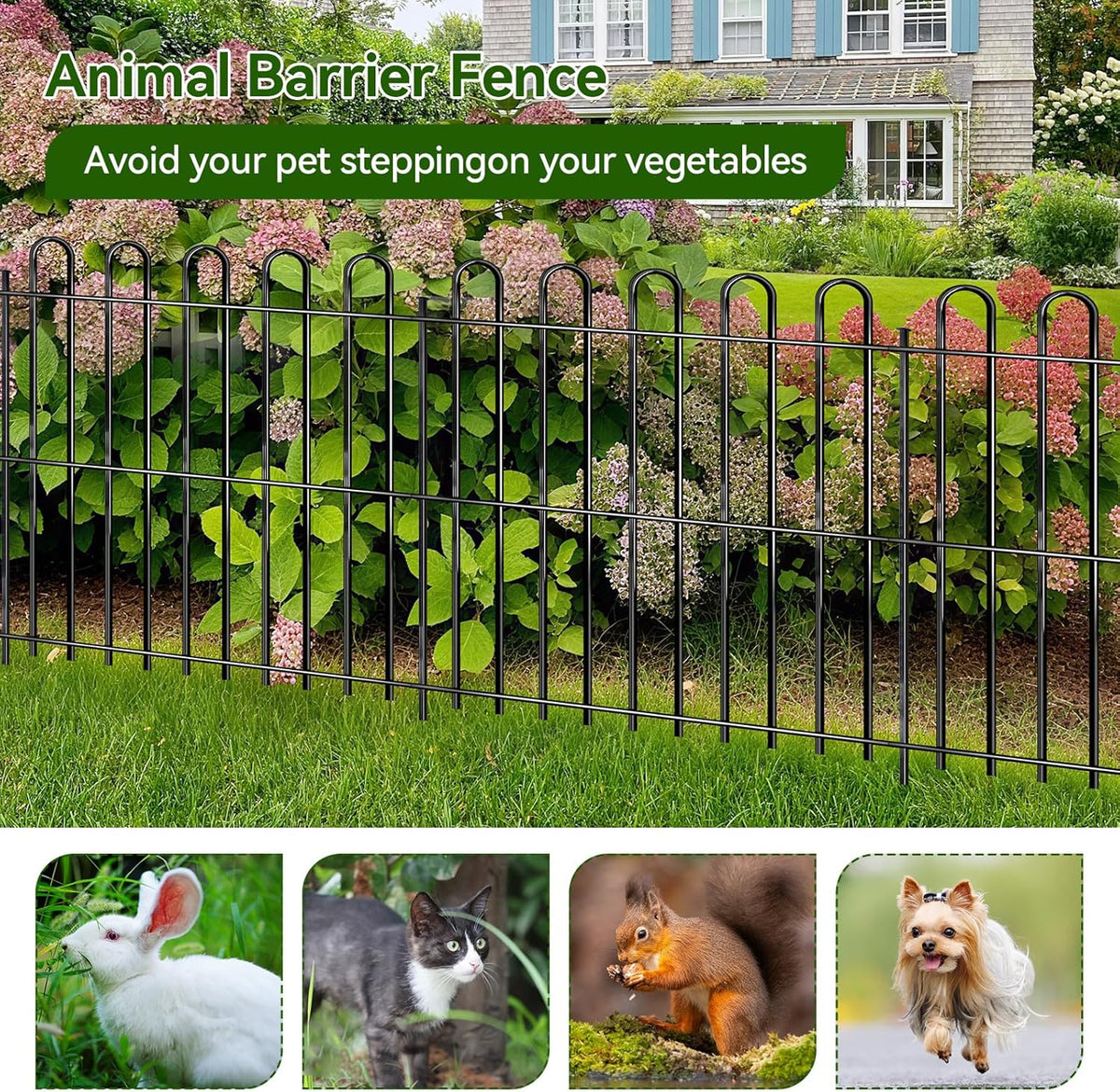 25 Panels Decorative Garden Fence, 50ft X 32in Rustproof Metal Animal Barrier Fence, No Dig Fence
