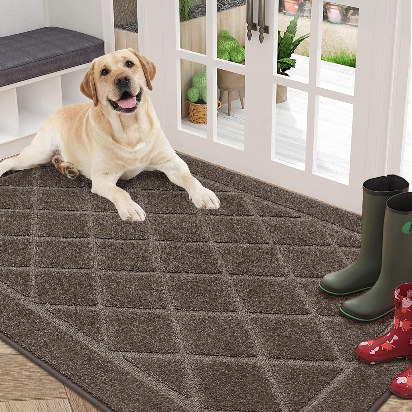 BEQHAUSE Dirt Trapper Door Mat 36" x 60", Doormat Non-Slip Entryway Rugs Washable, Dog Door Mat