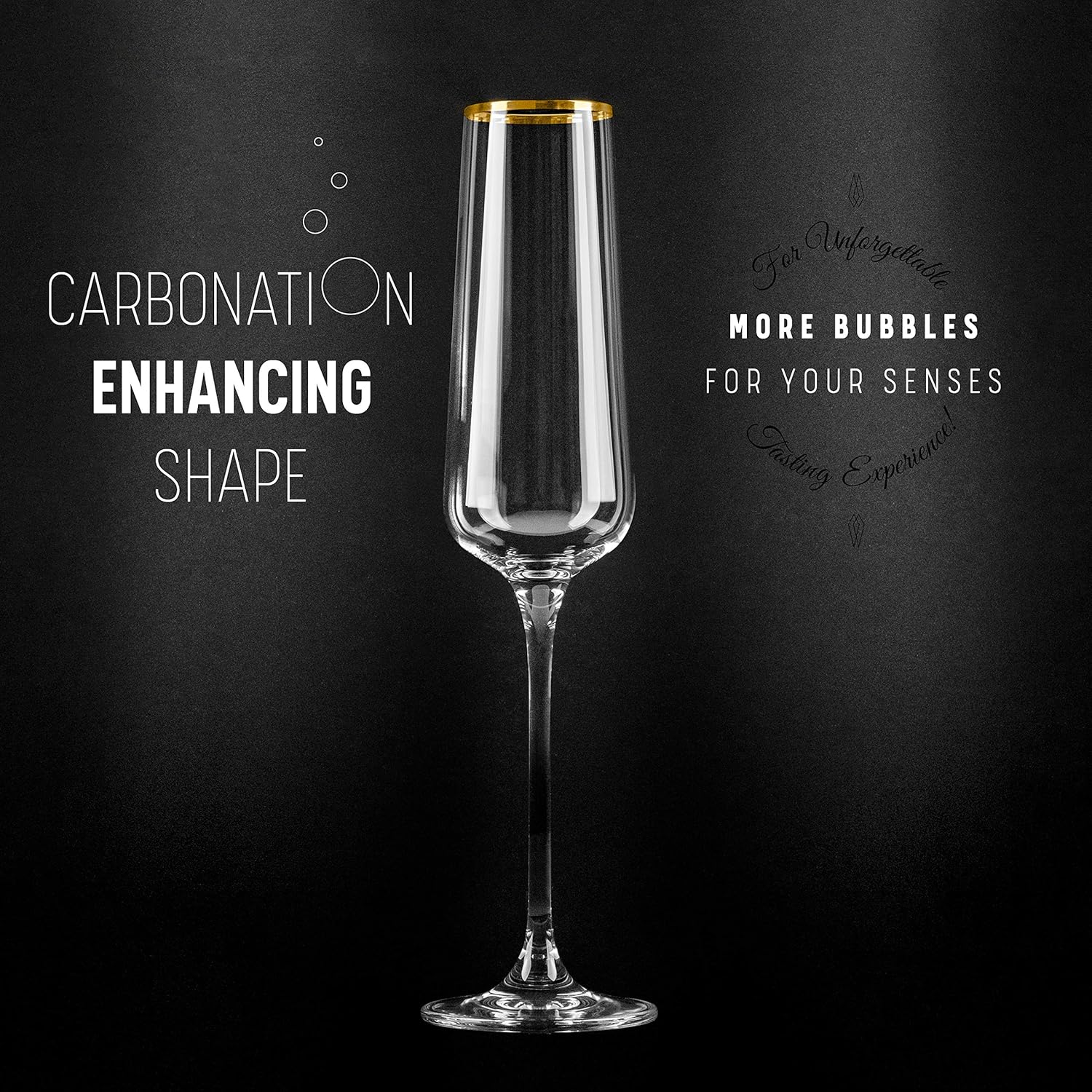 Gold Rim Champagne Gift Glasses | Set of 2 | Crystal Square Toasting Flutes for Bride and Groom