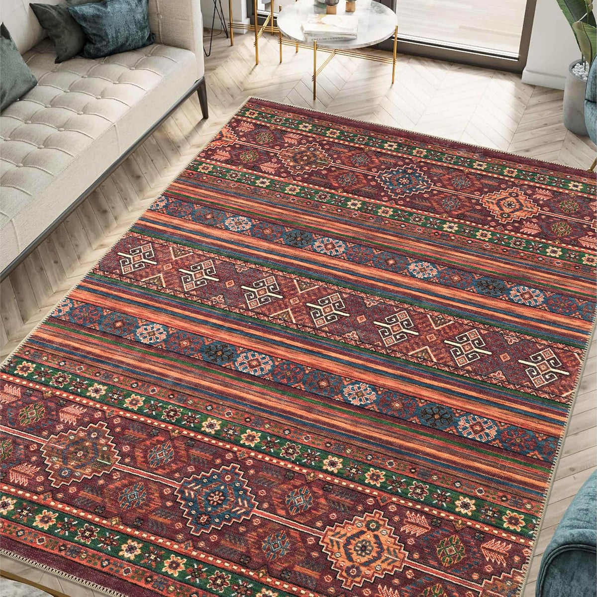 Keen Home Design 8x10 Rug - Machine Washable Area Rug with Non-Slip Backing, Ideal for Living Room