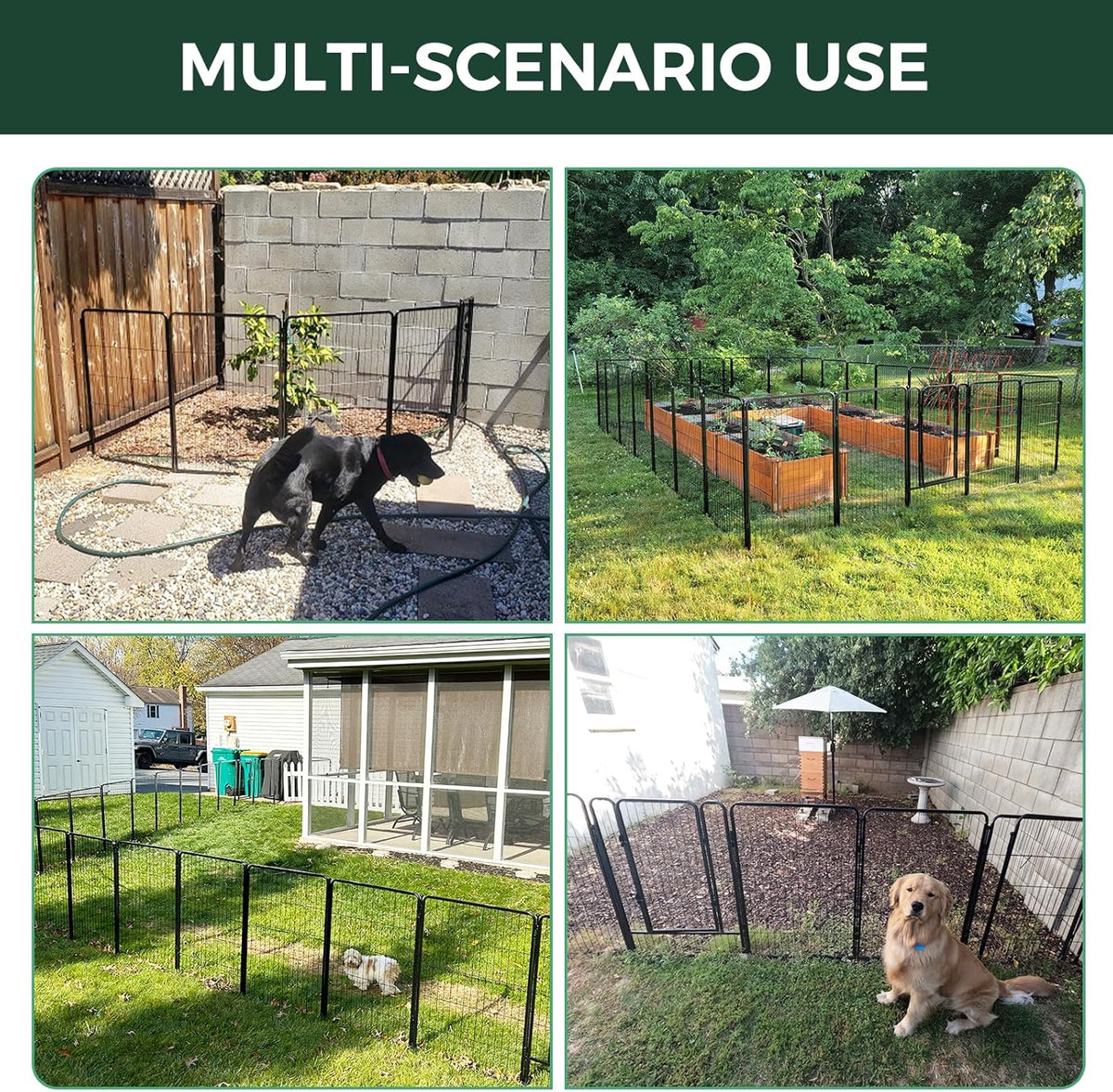 FXW Garden Fence Outdoor for The Yard – 32in(H) x 26.7ft(L) Heavy Duty Metal Animal Barrier for Dog