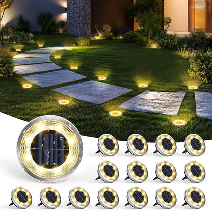 SOLPEX 16 Pack Solar Ground Lights Outdoor Waterproof, Solar Powered Pathway Lights, Landscape