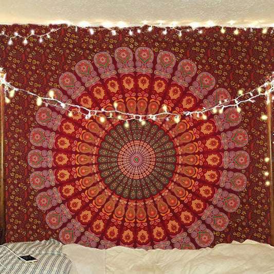 Bless International Handmade Indian hippie Bohemian Psychedelic Peacock Mandala Wall hanging
