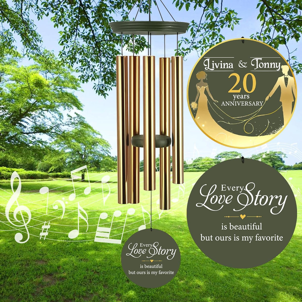 ASTARIN Wedding Memory Day Gifts Wind Chimes Customized, Personalized Wind Chimes 2025, for Couple
