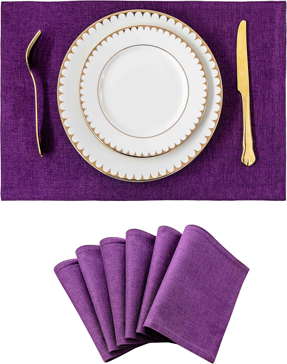 Home Brilliant Placemats Set of 6 Heat Resistant Dining Table Place Mats for Kitchen Table, 13 x 19