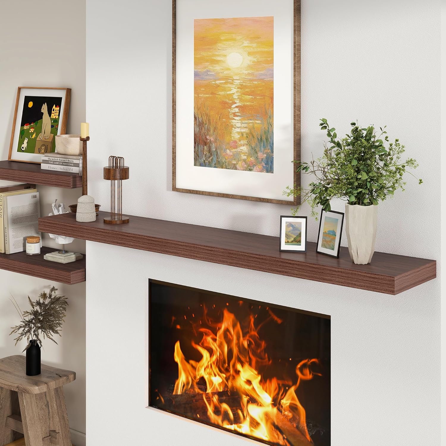 12 Inch Deep Floating Shelves for Wall | 72W x 12D Floating Shelves Set of 1 | Rustic Walnut Long
