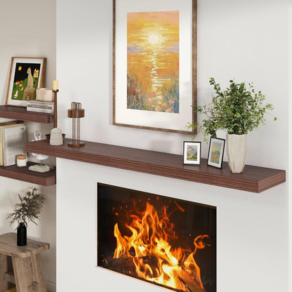 12 Inch Deep Floating Shelves for Wall | 72W x 12D Floating Shelves Set of 1 | Rustic Walnut Long