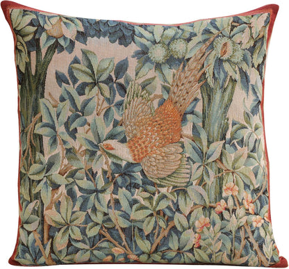 Charlotte Home Furnishings Decorative Tapestry Pillow Cover 19x19 in, Green Pheasant Couch Throw