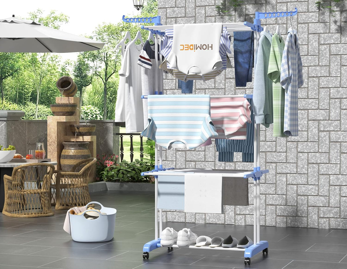 HOMIDEC Clothes Drying Rack, Large 4-Tier Foldable Drying Rack Clothing(67.7H x 19.7W x 30L
