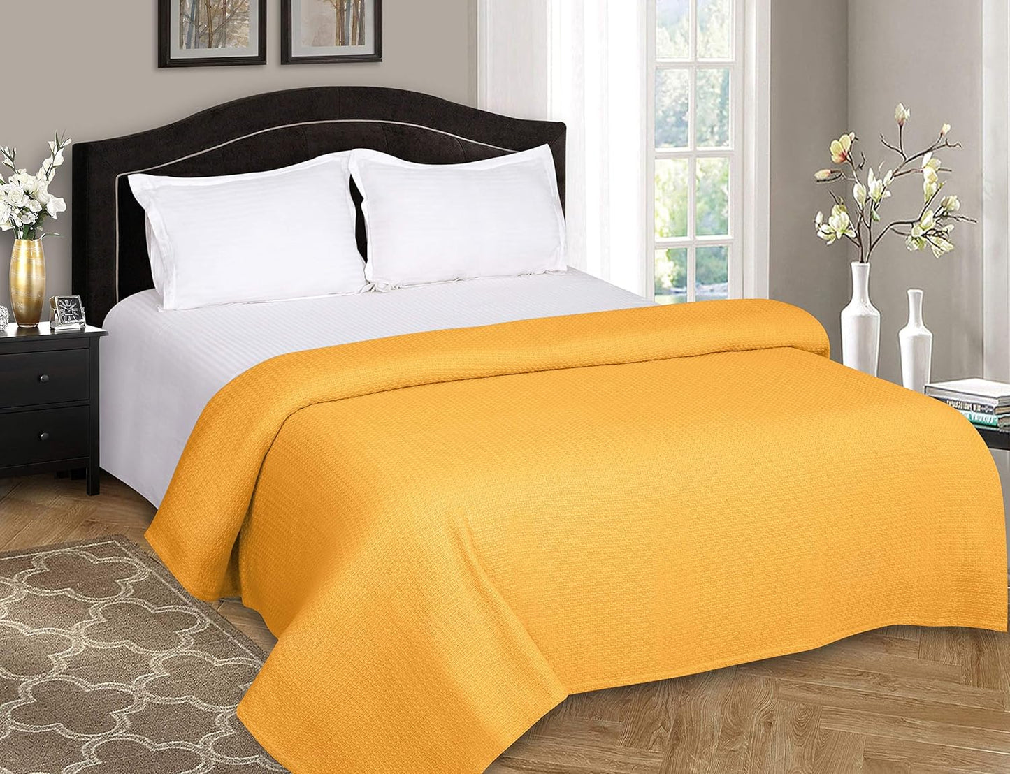 BELIZZI HOME 100% Cotton Bed Blanket, Breathable Bed Blanket Full Queen Size, Cotton Thermal