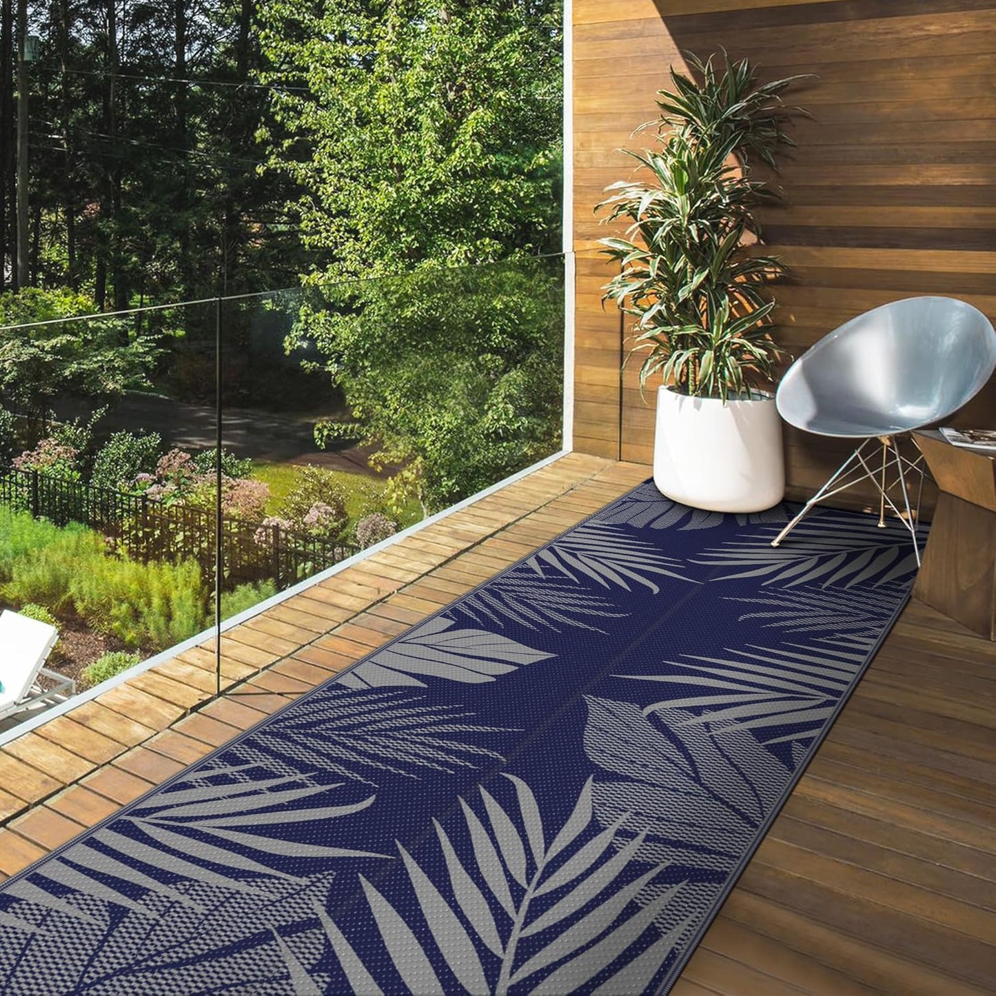 GENIMO Outdoor Rug 2.5' x 8' Waterproof for Patios Clearance, Reversible Outdoor Plastic Straw
