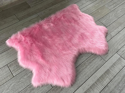 LAMBZY Faux Sheepskin Super Soft Hypoallergenic Free Shape Silky Shag Rug, Luxury Shaggy Plush