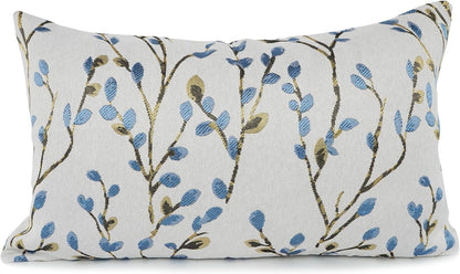 YOUR SMILE Classical Embroidery Jacquard Blue Square Decorative Throw Pillow Case Cushion
