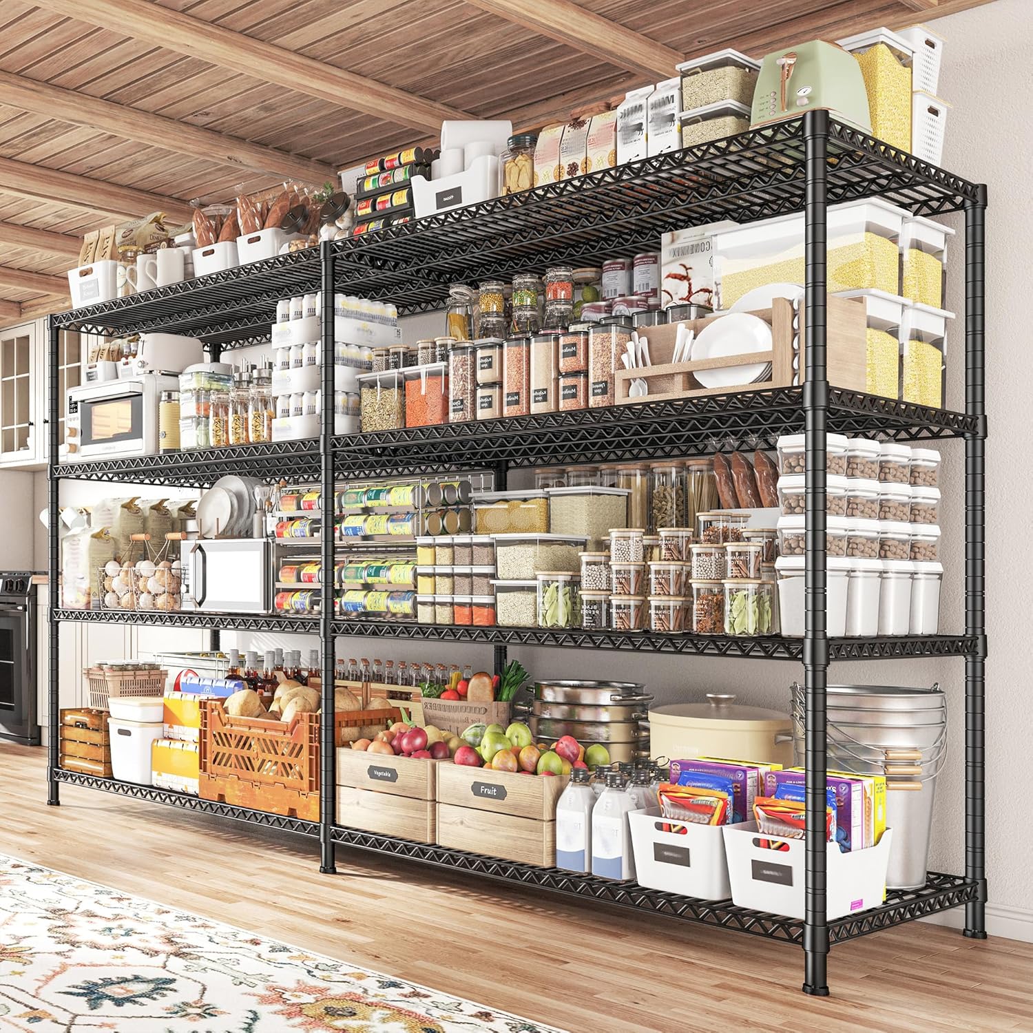 REIBII 81.5''W Storage Shelves 3680LBS Garage Shelving Heavy Duty 4 Tier Metal Shelving Unit