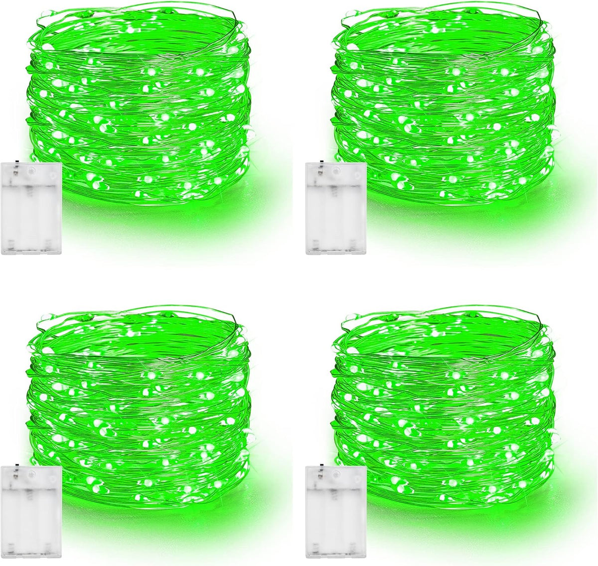Dazzle Bright Fairy Lights Battery Operated, 4 Pack Total 80FT 240LED Silver Wire Waterproof String
