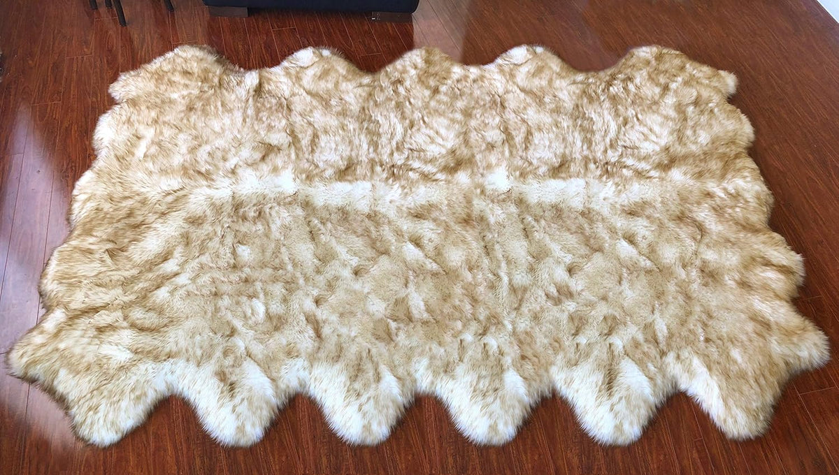 LAMBZY Faux Sheepskin Hypoallergenic Free Shape Shag Rug, Luxury Shaggy Silky Plush Carpet for