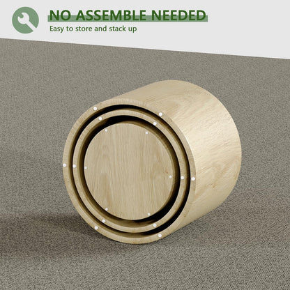 Vikiullf Nesting Coffee Table Set of 3, Round Wooden Coffee Tables, Modern Circle Table for Living