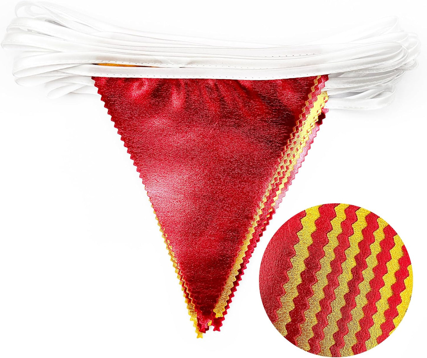 Red Gold Party Decorations Metallic Fabric Triangle Pennant Banner Flag Bunting Garland for