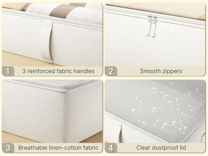 2-Pack Under Bed Storage Containers, 8 Inches Tall Underbed Clothes Storage Organizer Bin with