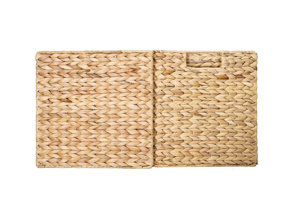 Foldable Hyacinth Storage Basket with Iron Wire Frame By Trademark Innovations (Set of 2)