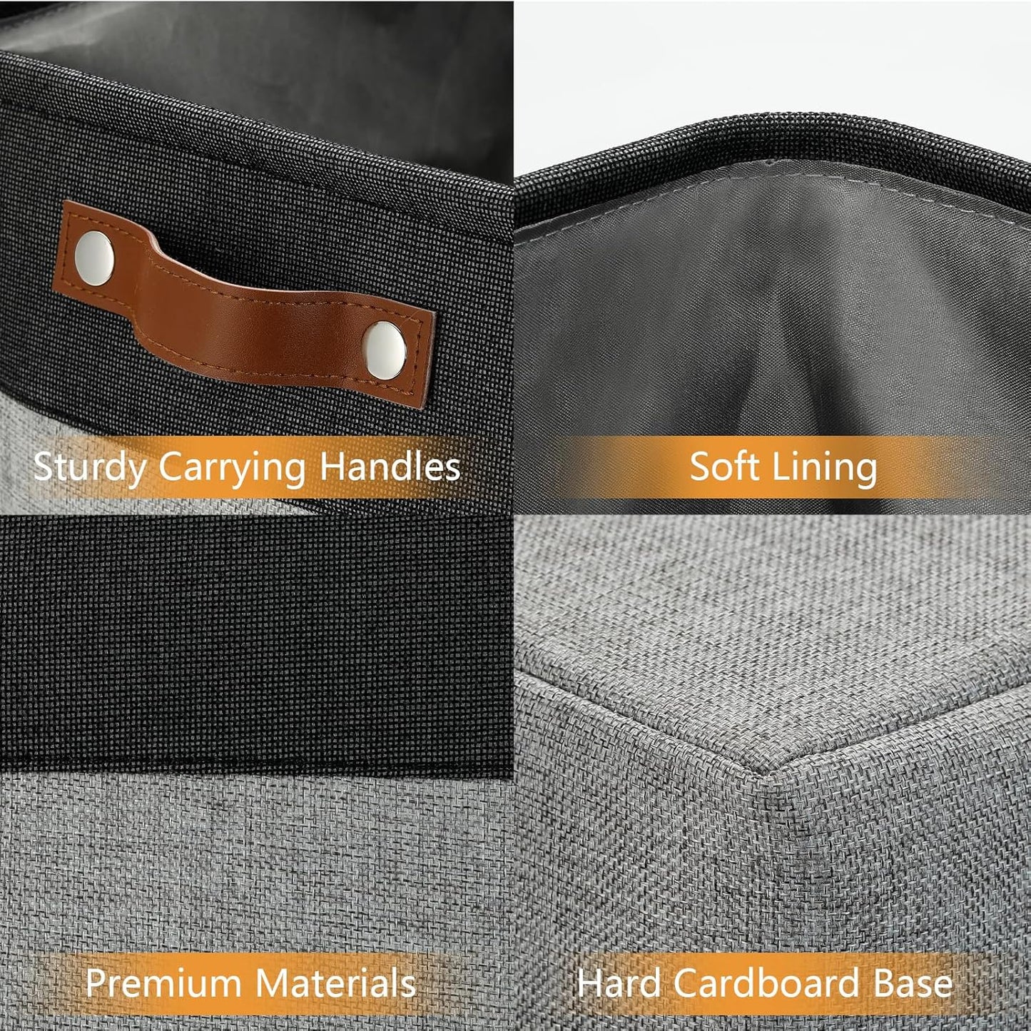 DULLEMELO Grey Storage Baskets for Organizing 3 Pack Fabric Shelf Baskets for Gifts Empty Large