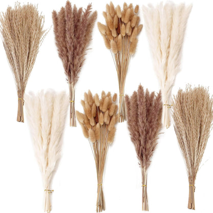 200PCS Dried Flower Bouquet – Pampas Grass, Floral Decor for Home, Wedding, and Boho Style |