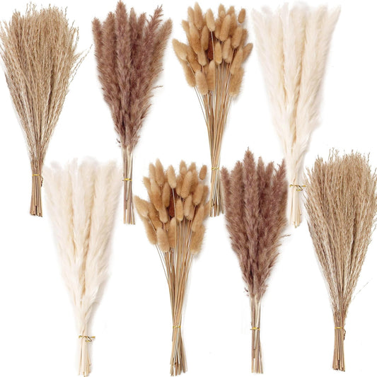 200PCS Dried Flower Bouquet – Pampas Grass, Floral Decor for Home, Wedding, and Boho Style |