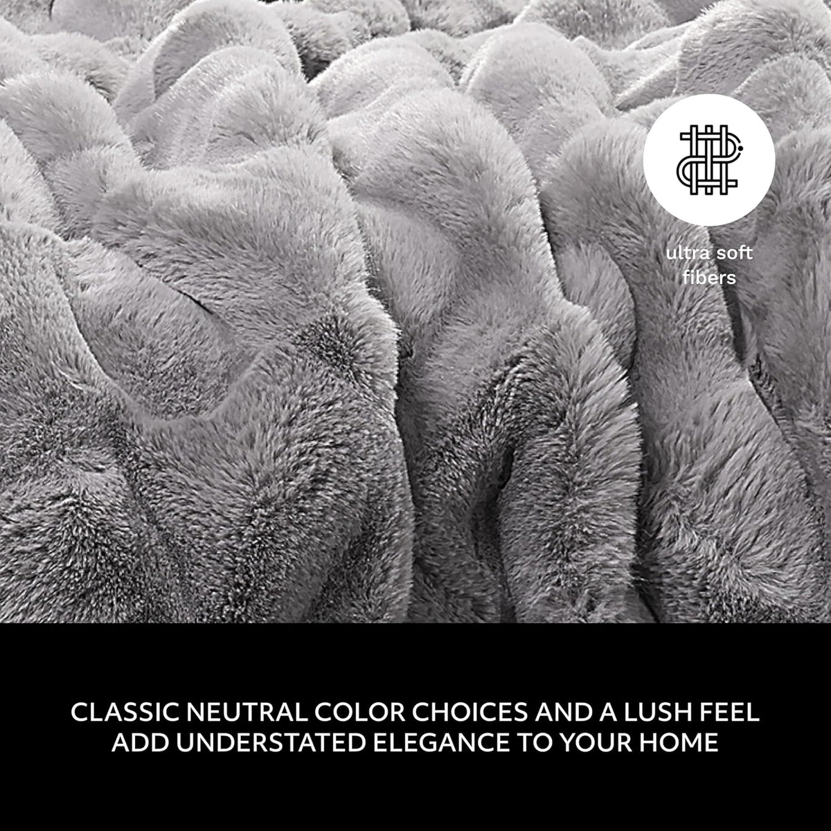 Mon Chateau 60" x 70" Faux Fur Throw Blanket - Reversible Soft Blanket for Queen-Size Bed, Couch