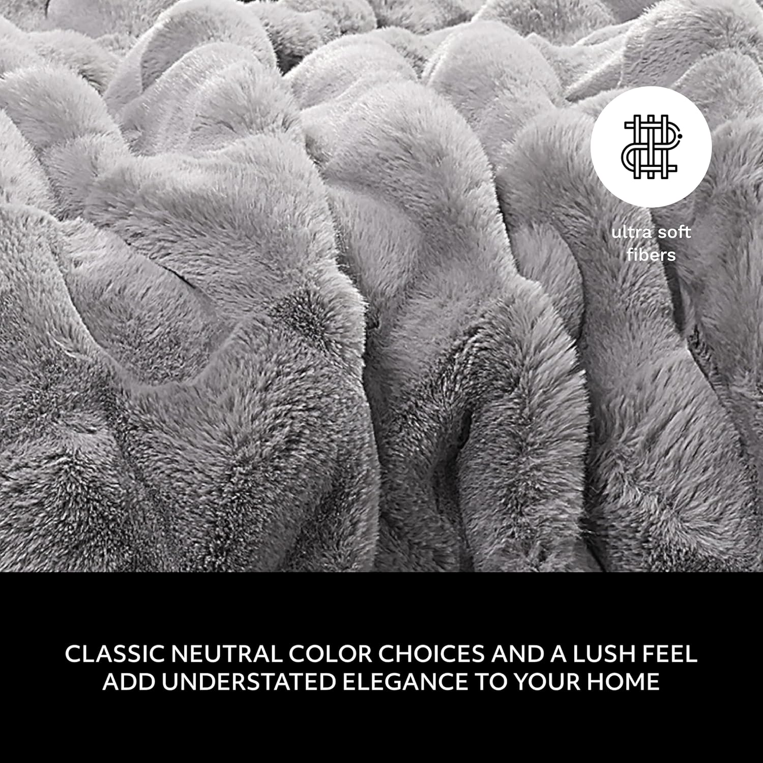 Mon Chateau 60" x 70" Faux Fur Throw Blanket - Reversible Soft Blanket for Queen-Size Bed, Couch