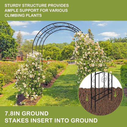 Outvita 7FT Garden Arch Arbor, Heavy Duty Metal Arbour Archway, Decorative Frame Stand Trellis with