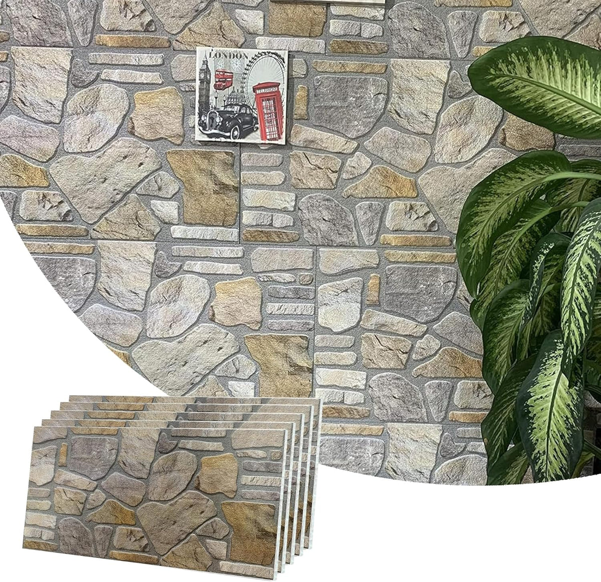 Dundee Deco 3D Wall Panels - Cladding, Grey Gold Stone Look Wall Paneling, Styrofoam Facing for