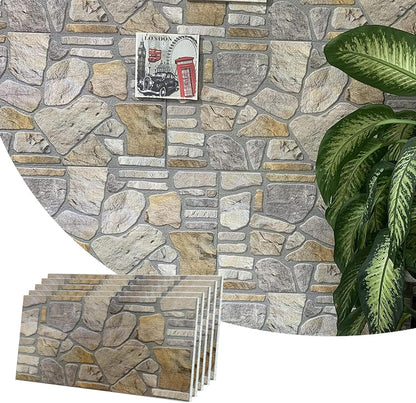 Dundee Deco 3D Wall Panels - Cladding, Grey Gold Stone Look Wall Paneling, Styrofoam Facing for