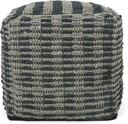 GDFStudio Boho Handmade Fabric Cube Pouf Ottoman Foot Stool - Bean Bag Floor Chair - Foot Rest