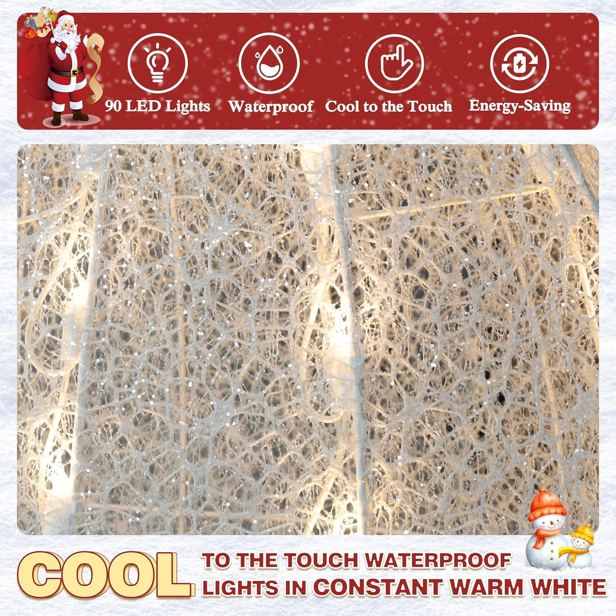 5FT Lighted Snowman with Birds for Christmas Decoration, 3D Pre-Lit Iridescent Snowman Xmas Decor