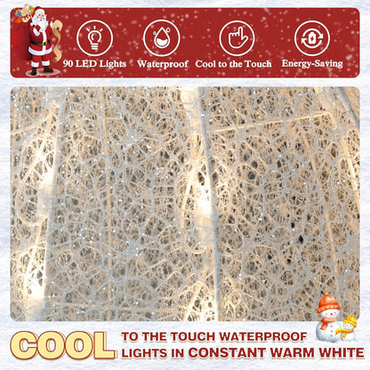 5FT Lighted Snowman with Birds for Christmas Decoration, 3D Pre-Lit Iridescent Snowman Xmas Decor