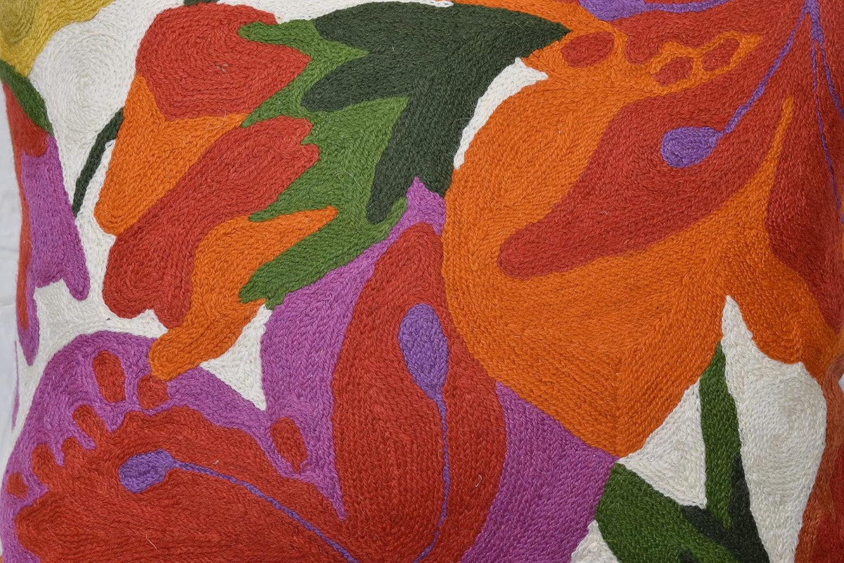 Floral Bloom Pillow Cover | Suzani Accent Pillowcase | Flower Accent Cushions | Hand Embroidered