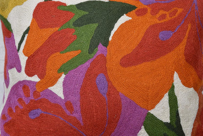 Floral Bloom Pillow Cover | Suzani Accent Pillowcase | Flower Accent Cushions | Hand Embroidered