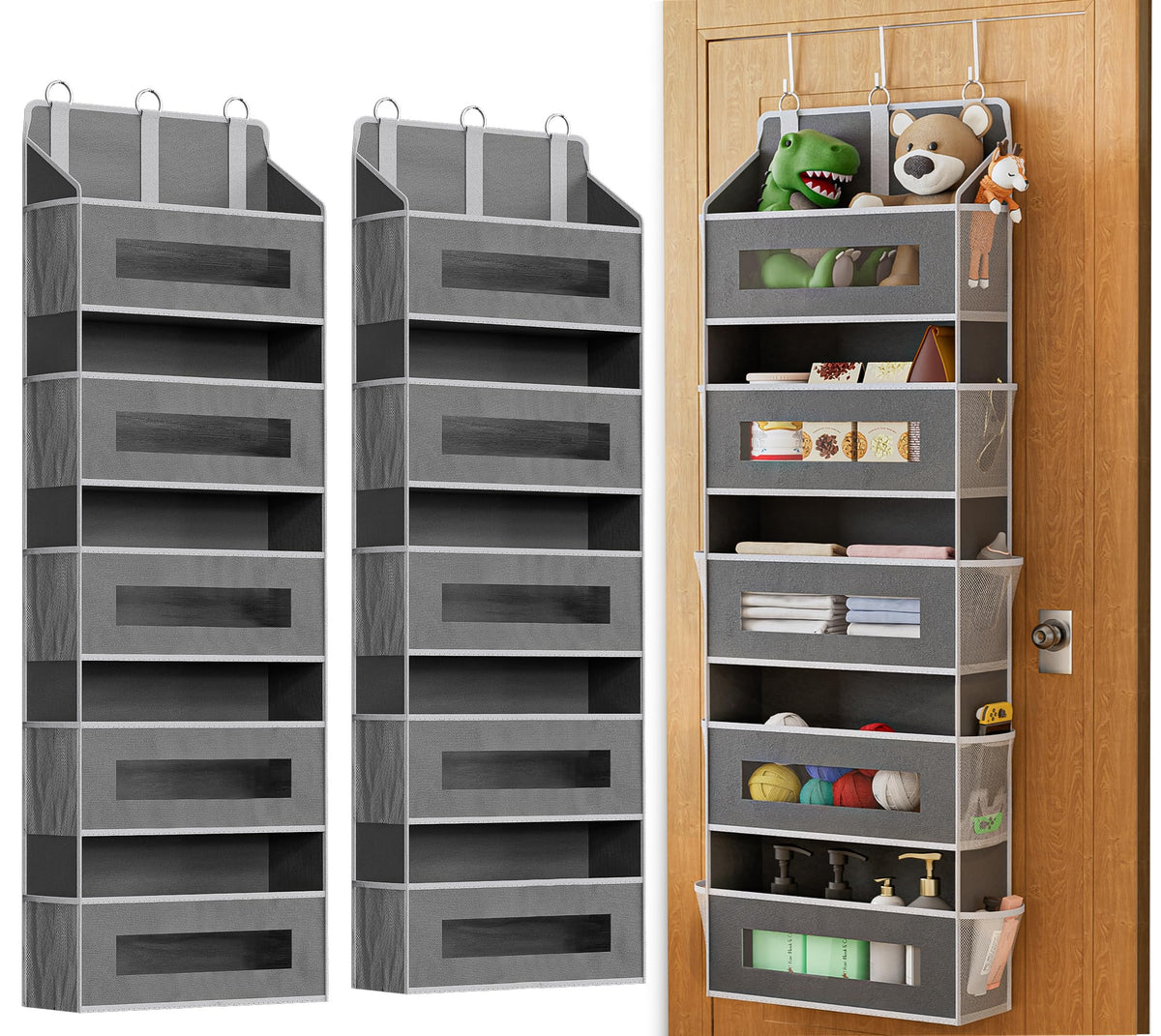 2 Pack 5 Tier Over The Door Organizer Space-Saving Storage for Any Room